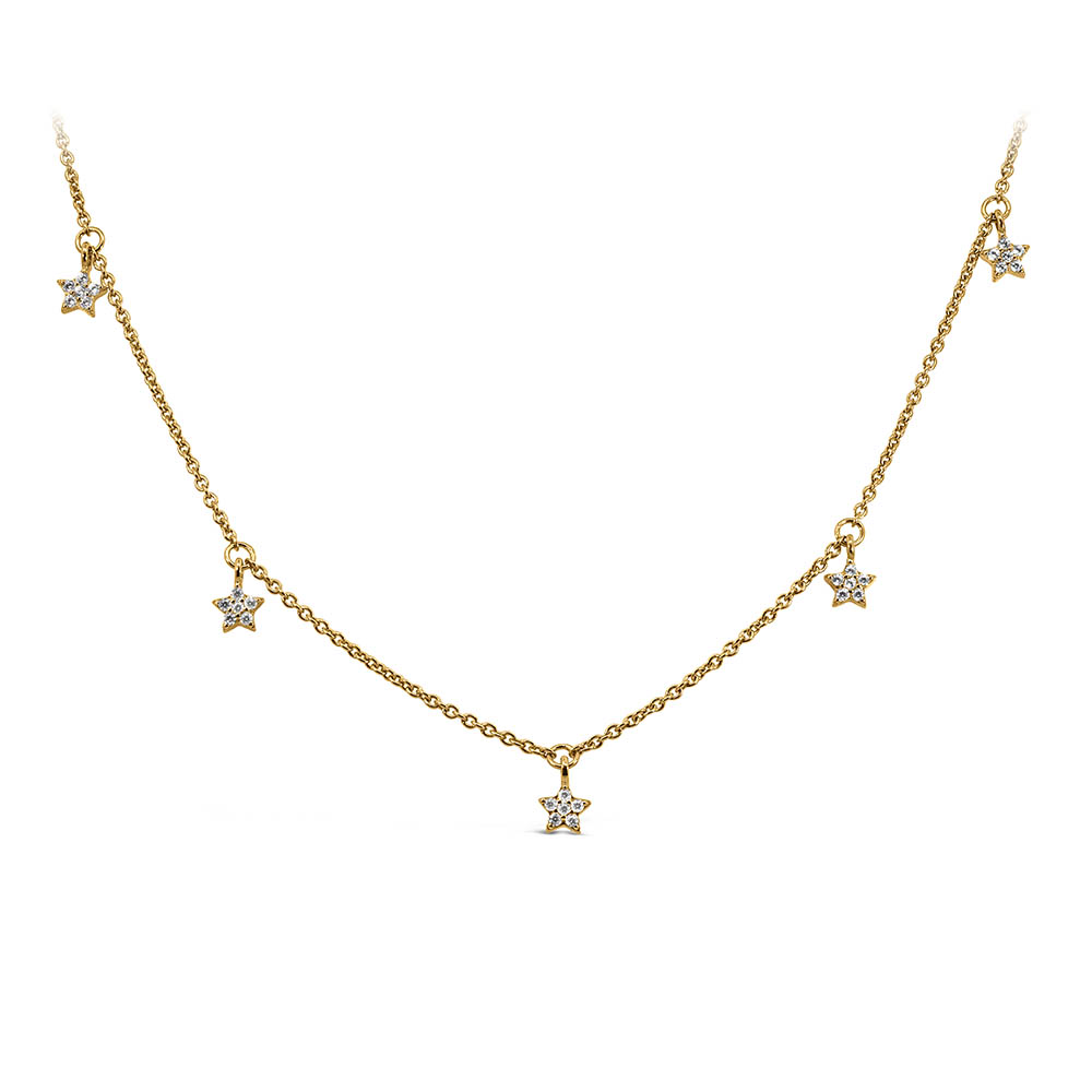 16"+2" 1970s Barbie Mommy and Me Star Necklace with Cubic Zirconia with Gold Vermeil Plated Sterling Silver