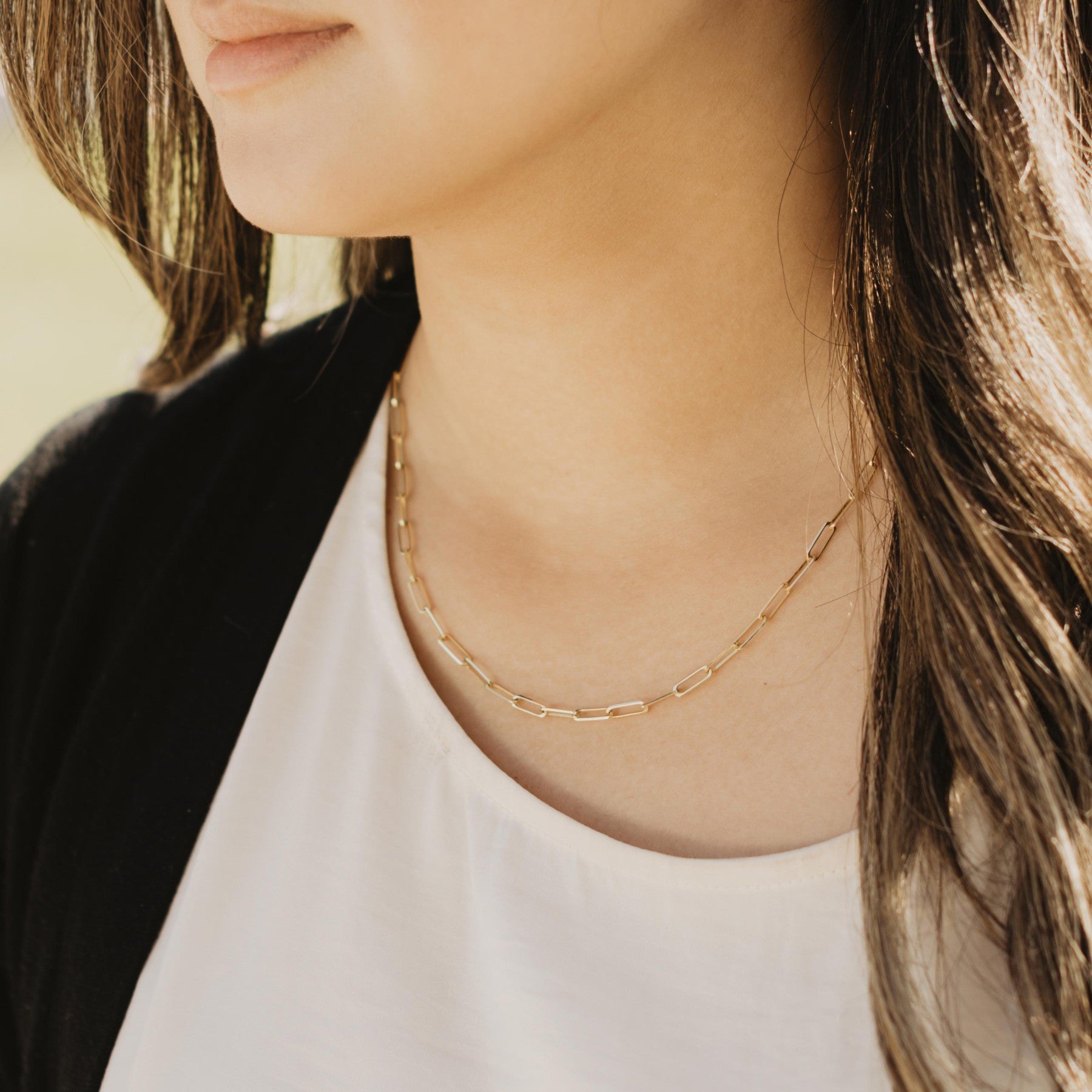 18" Layla Cable Link Paperclip Chain Necklace in 10kt Yellow Gold