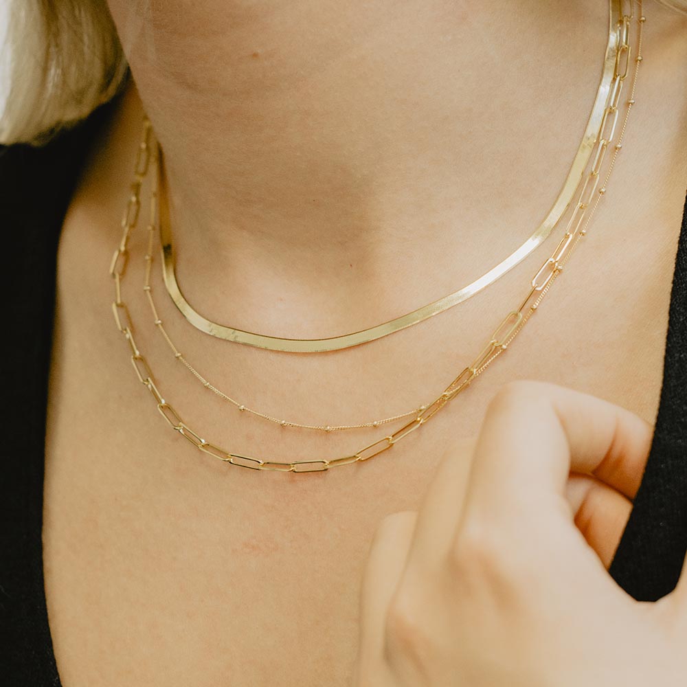 16"-18" 3MM Herringbone Chain in 10kt Yellow Gold
