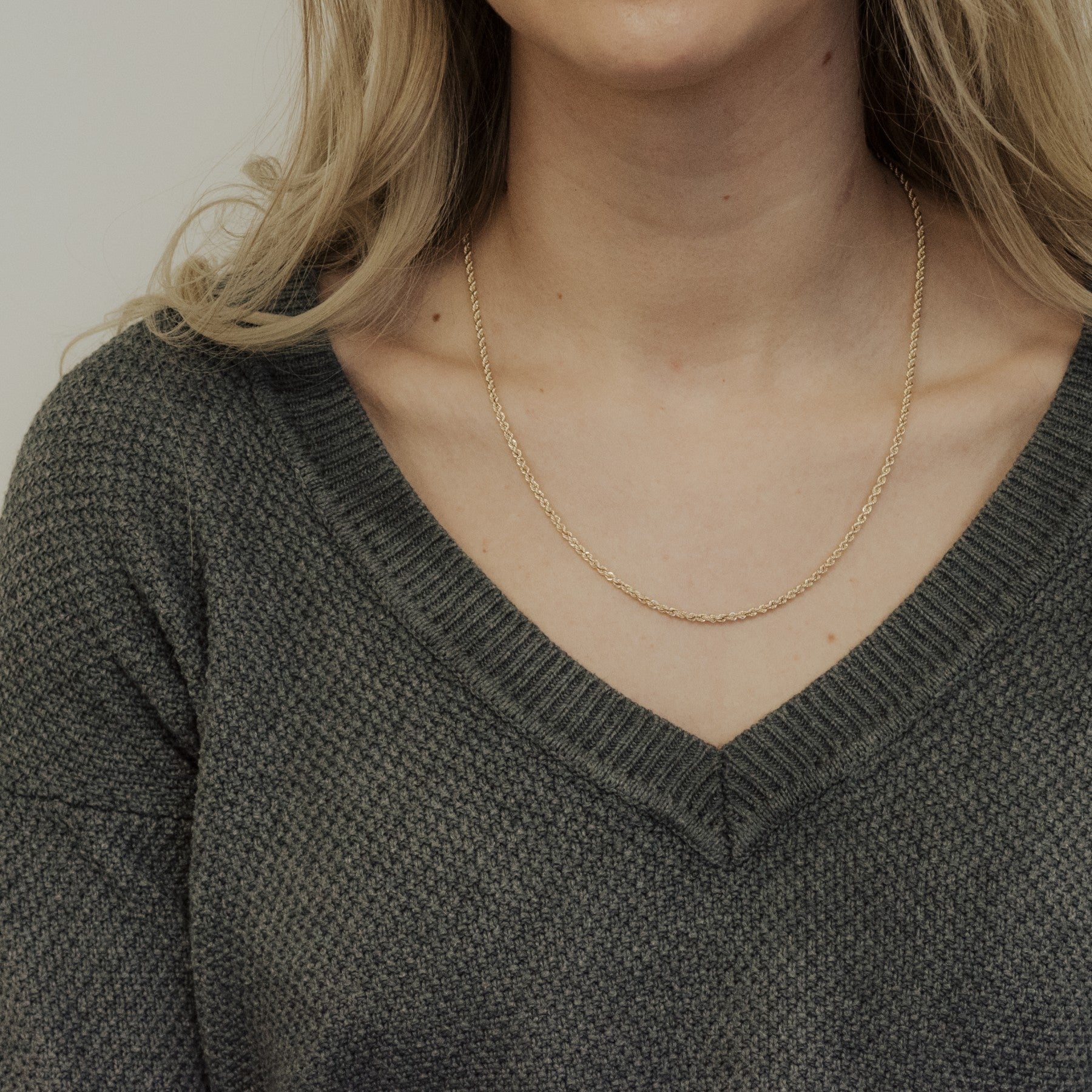 18"-22" 2mm Rope Chain in 10kt Yellow Gold