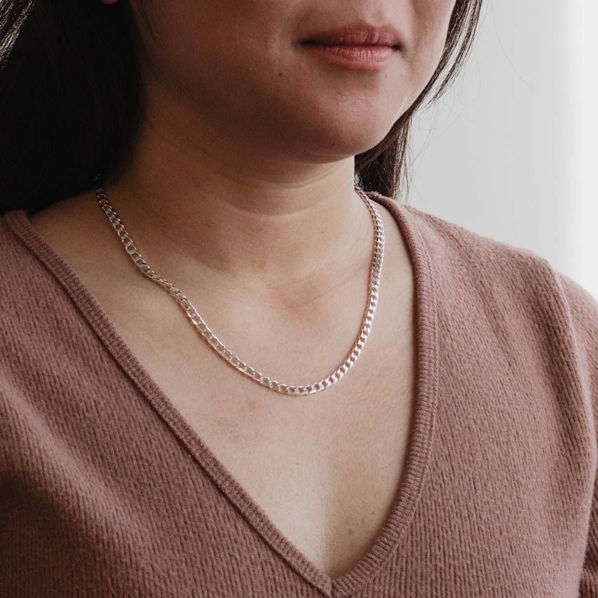 20" Square Curb Chain in Sterling Silver