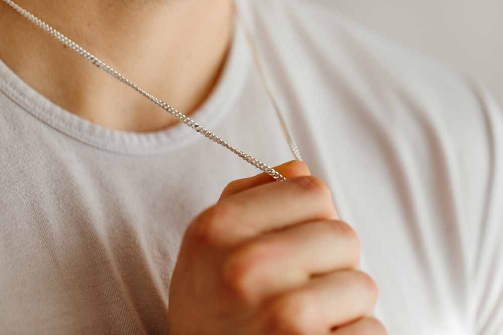 22 inch men's sterling silver curb chain