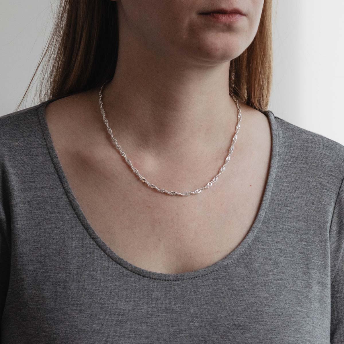 18"-22" Singapore Chain in Sterling Silver