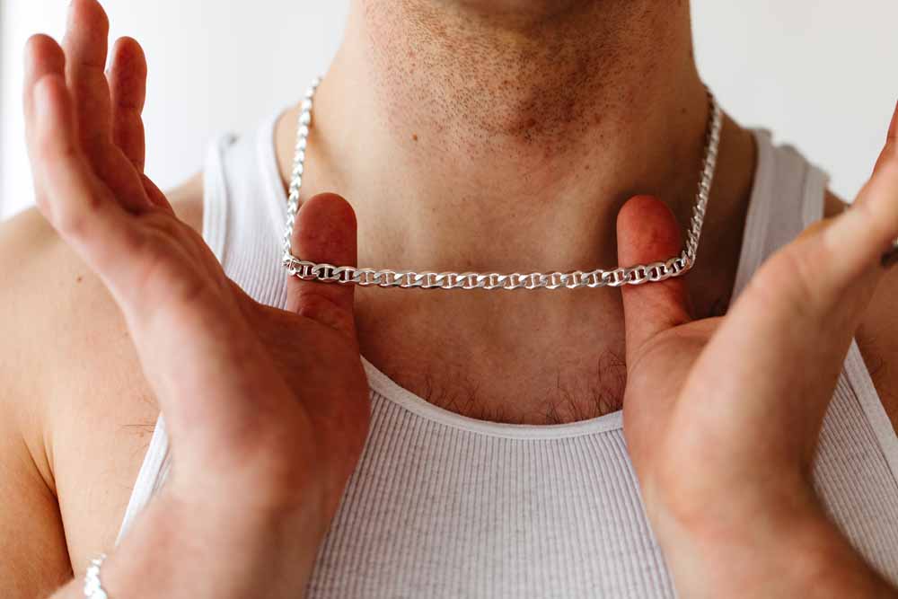 Mens silver mariner chain