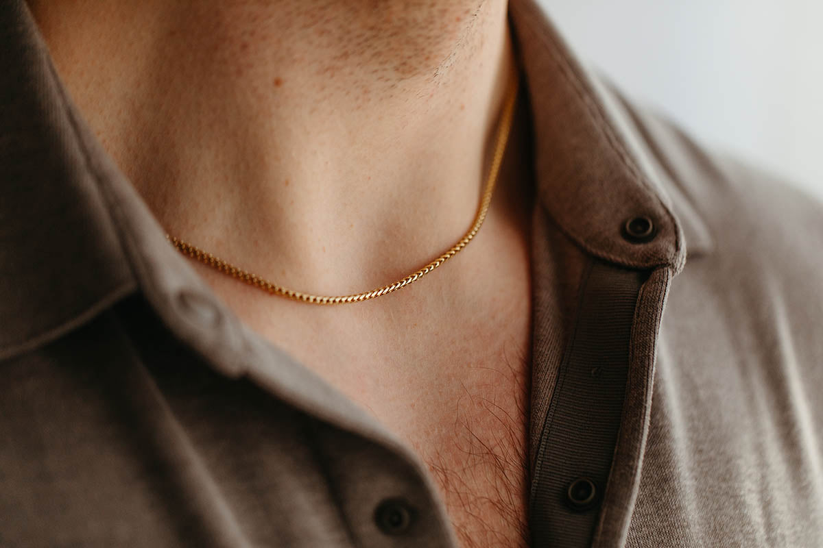 Mens Gold Wheat Chain