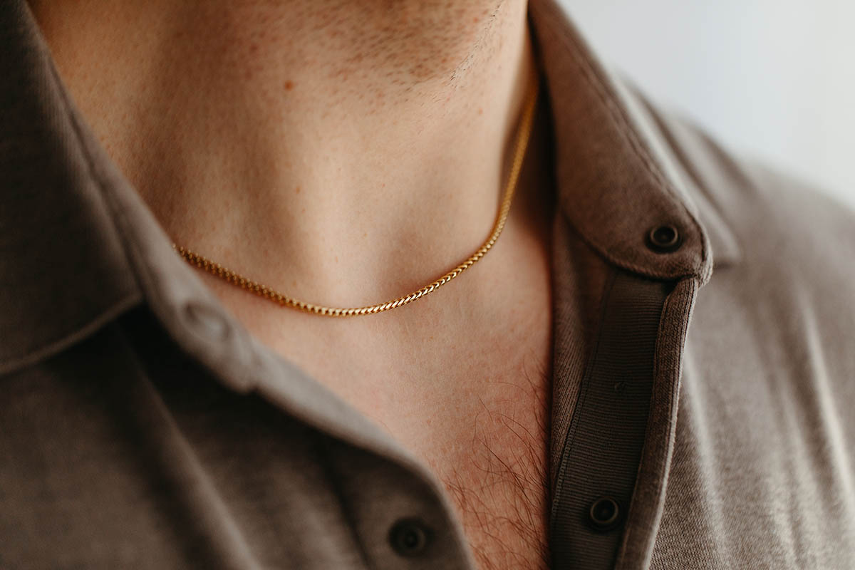Mens Gold Wheat Chain