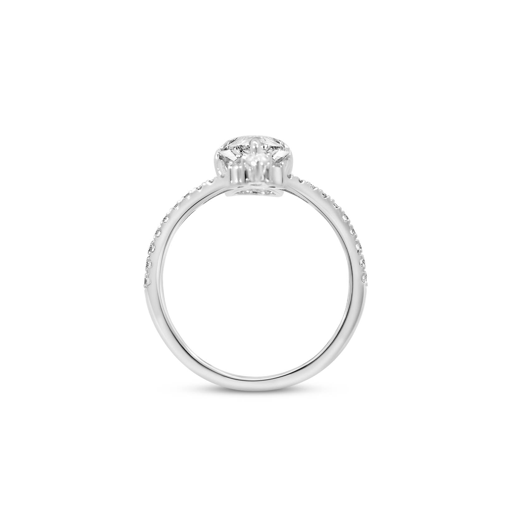 Chevron Engagement Ring with 2.20 Carat Lab-grown Diamond in 14kt White Gold