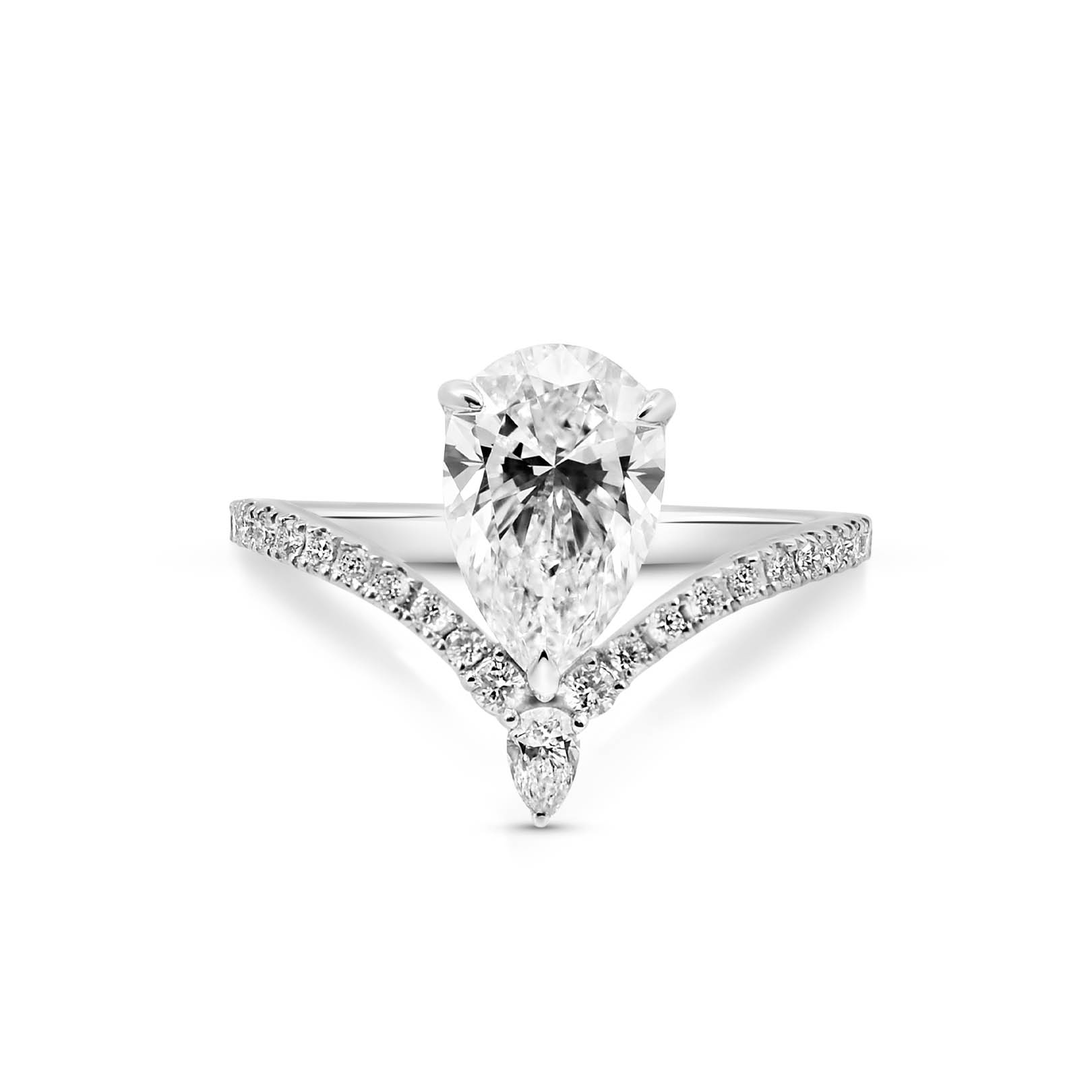 Chevron Engagement Ring with 2.20 Carat Lab-grown Diamond in 14kt White Gold