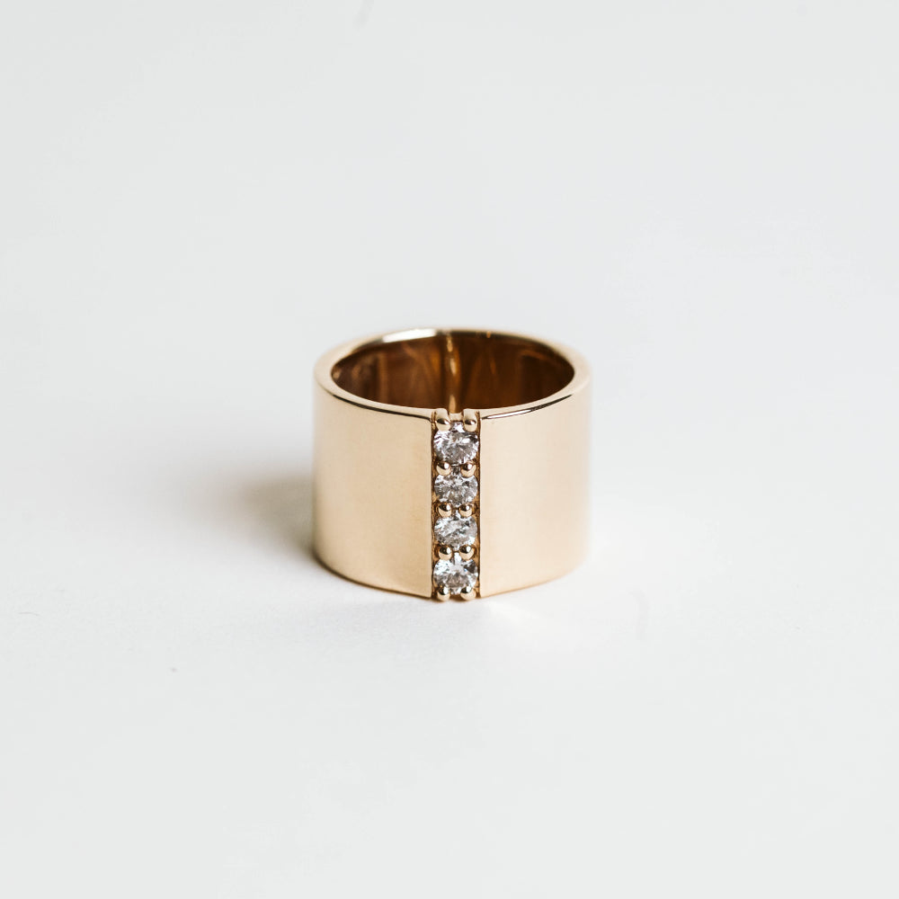 14mm Cigar Band with 0.50 Carat TW of Diamonds in 14KT Yellow Gold