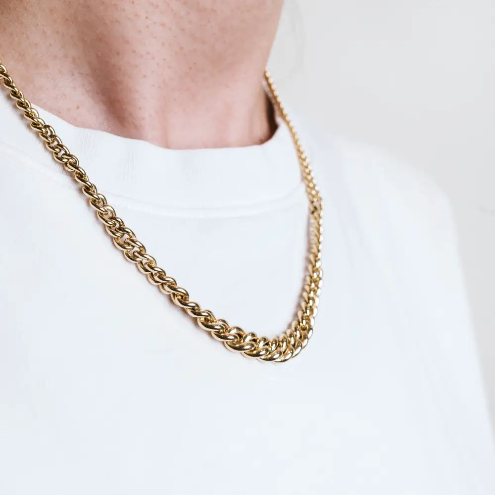 18" Hollow 4–7.5mm Graduated Curb Chain in 10KT Yellow Gold