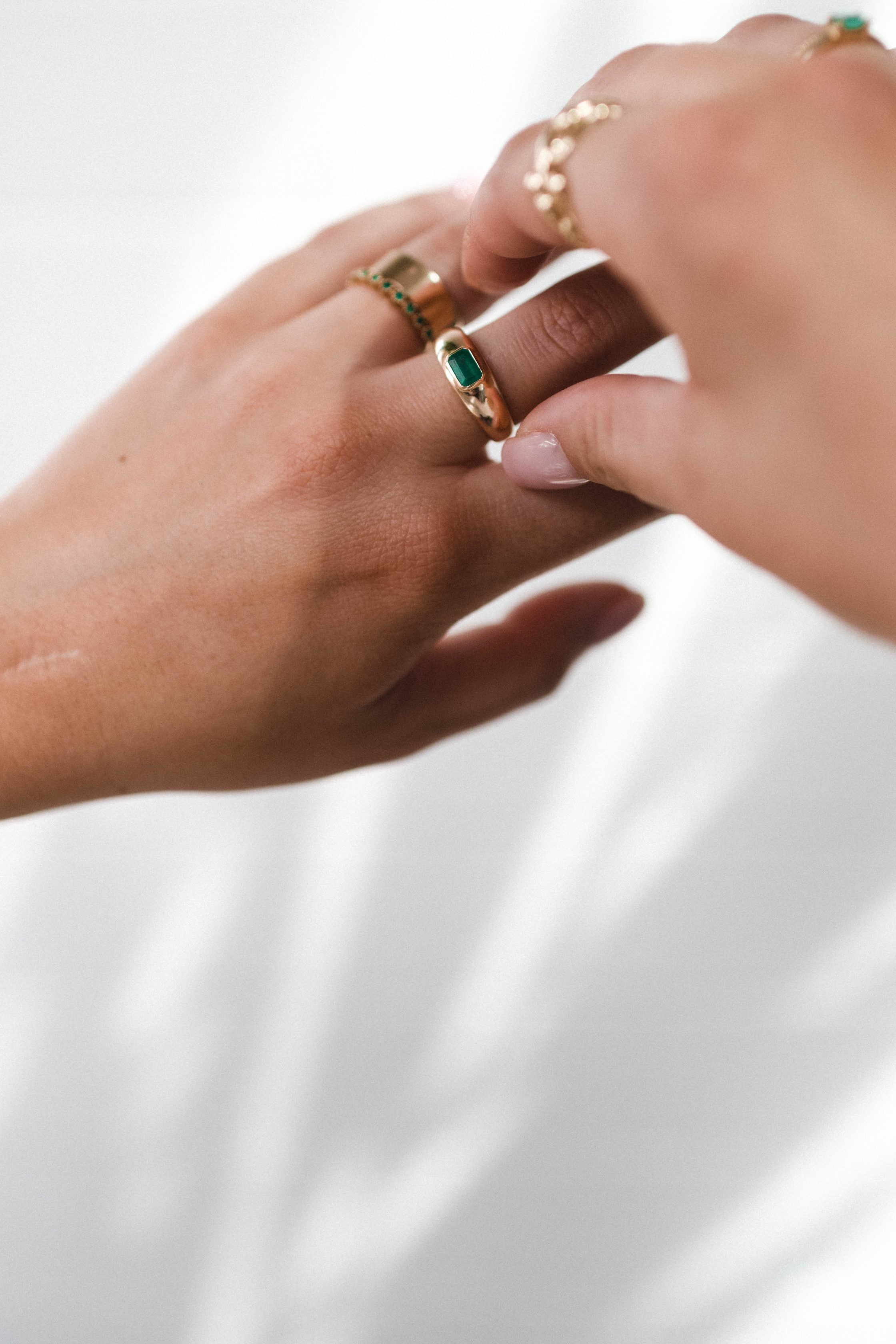 Ring With 5.5X3.5MM Emerald Cut Emerald Ring in 10kt Yellow Gold