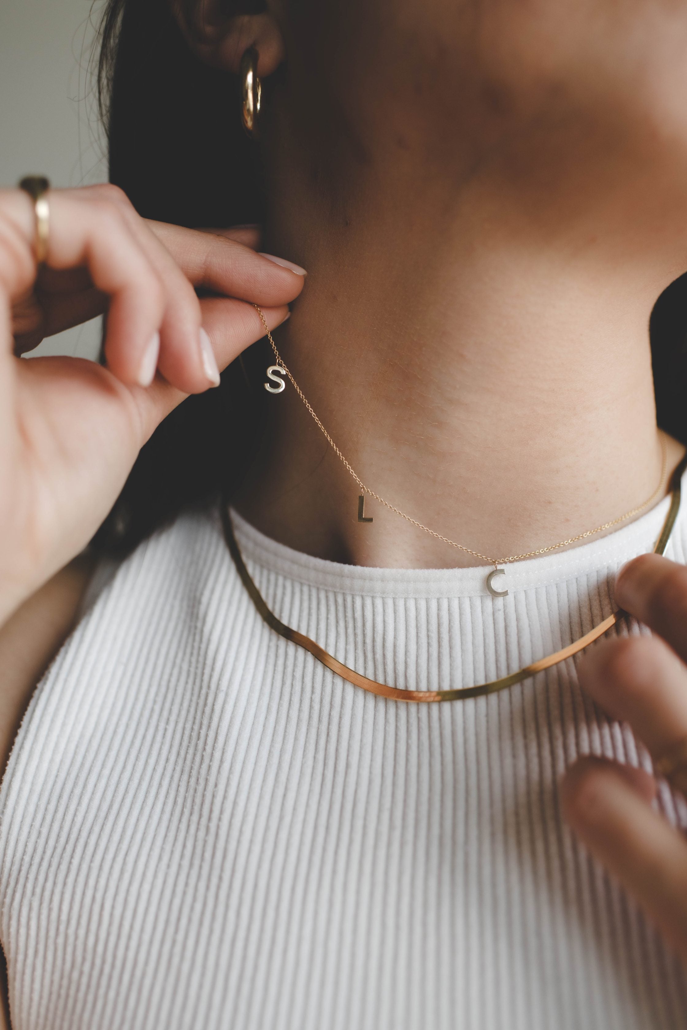 Custom Initial necklace Solid Gold
