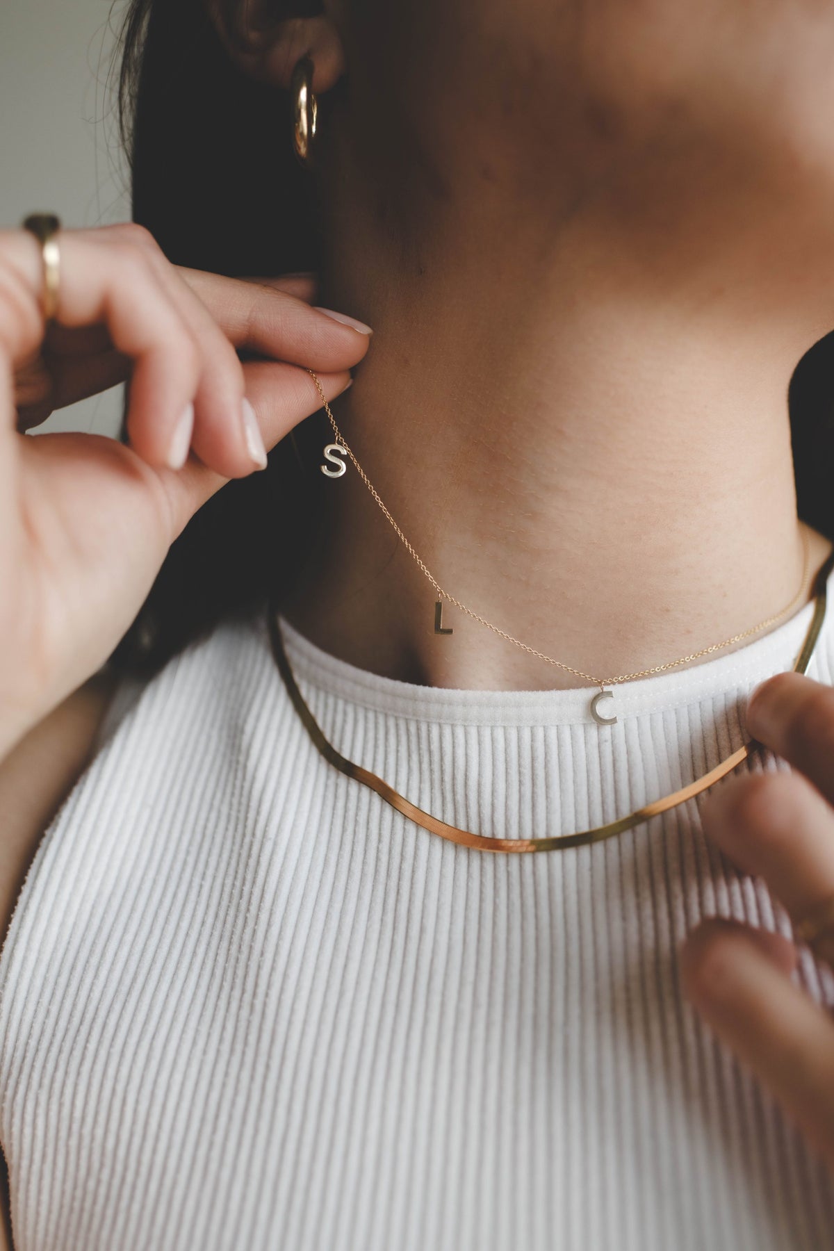 Custom Initial necklace Solid Gold