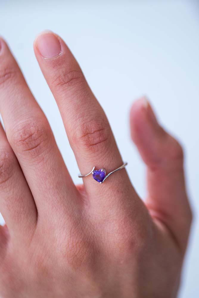 Heart Shaped Amethyst Ring
