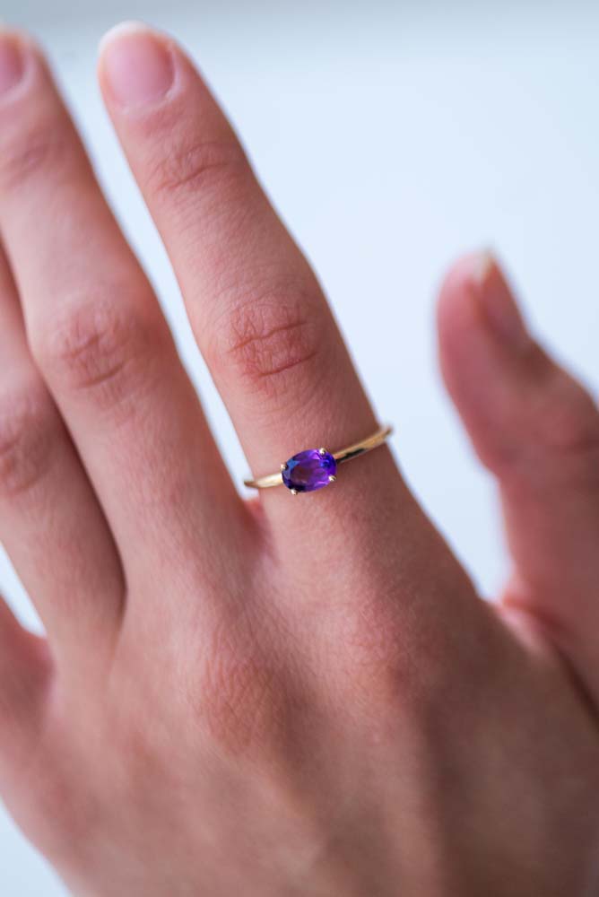 Ring with Oval Amethyst