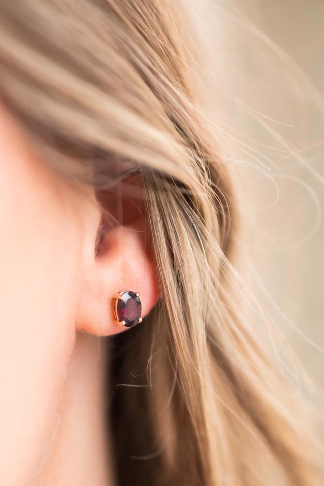 Oval Garnet Earrings