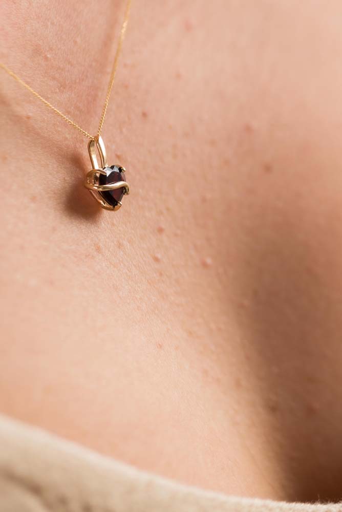 Heart Pendant with Garnet