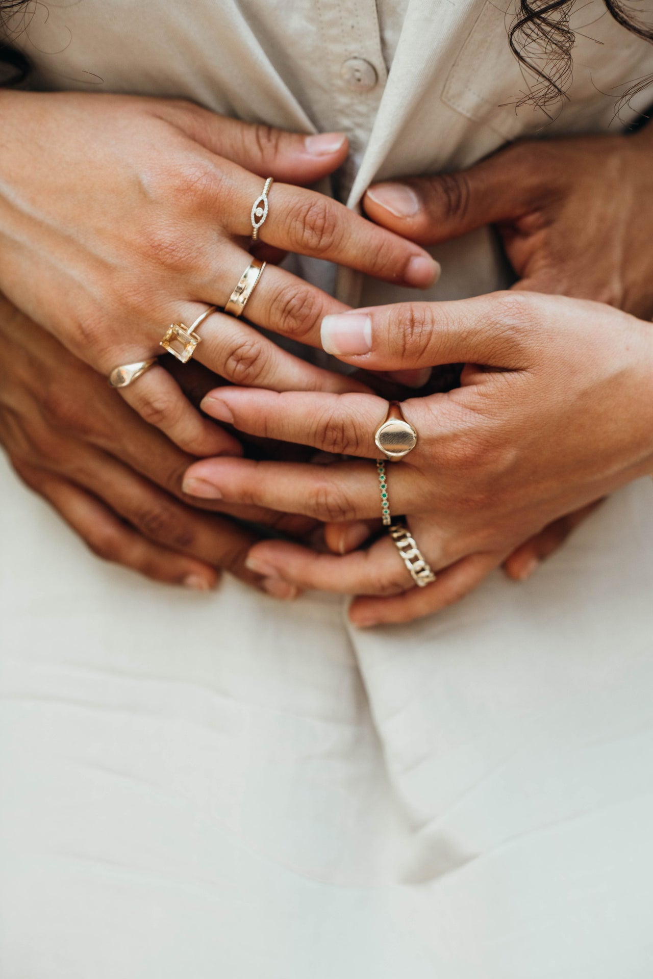 Solid gold and diamond rings