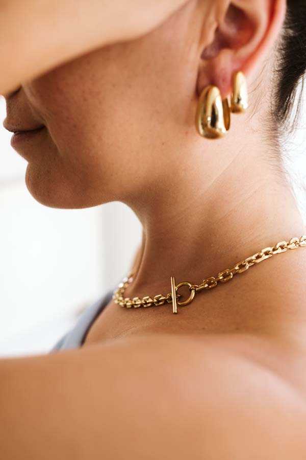 Square Rolo Necklace in Gold Plated Sterling Silver