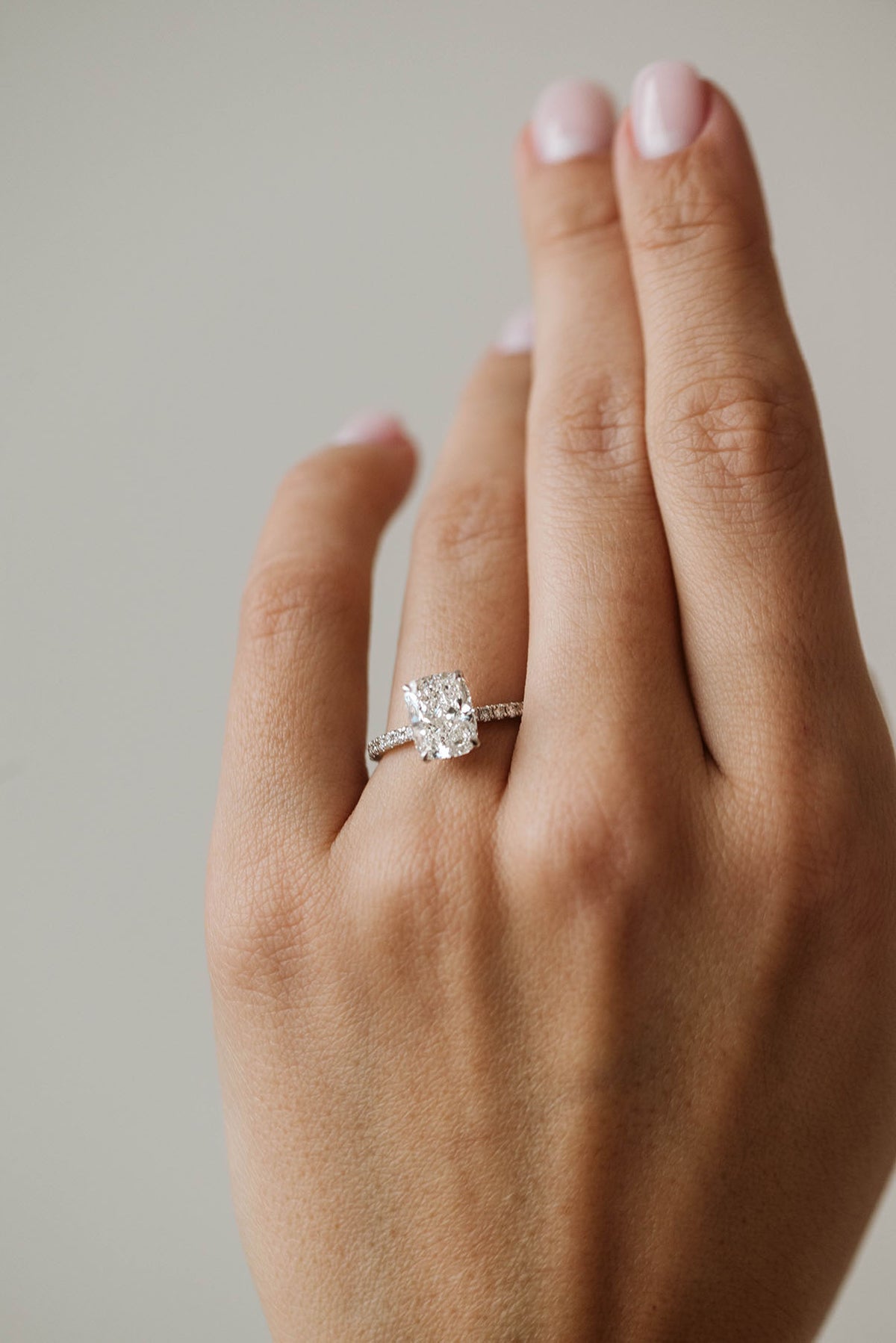 Cushion Cut Engagement Ring with 2.90 Carat TW of Lab Created Diamonds in 14kt White Gold