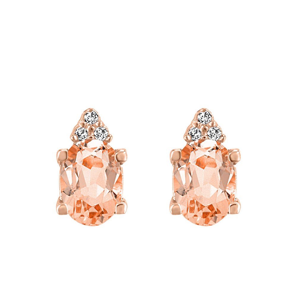 Earrings with .01 Carat TW of Diamonds and Morganite in 10kt Rose Gold
