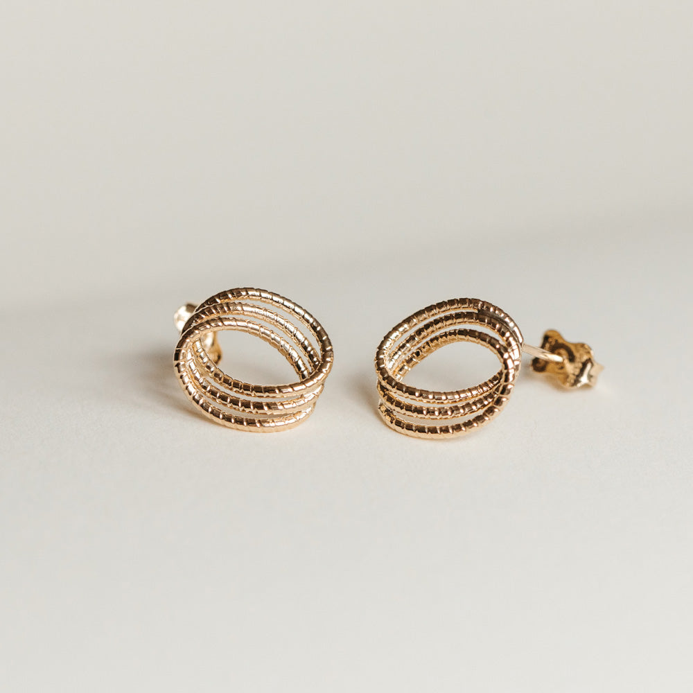Triple Curve Helix Stud Earrings in 10kt Yellow Gold