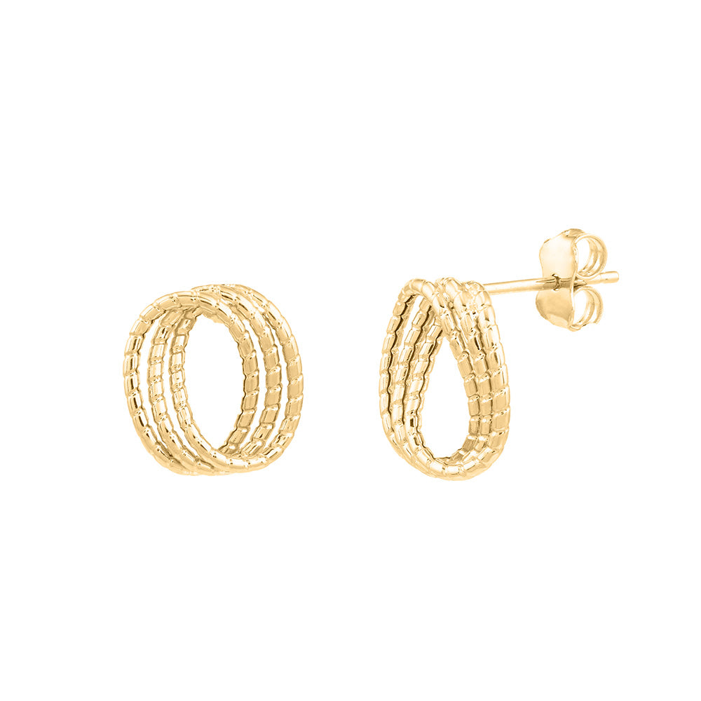 Triple Curve Helix Stud Earrings in 10kt Yellow Gold