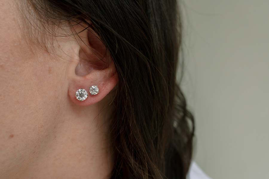 Earrings with 3.00 Carat TW of Lab Created Diamonds in 14kt White Gold