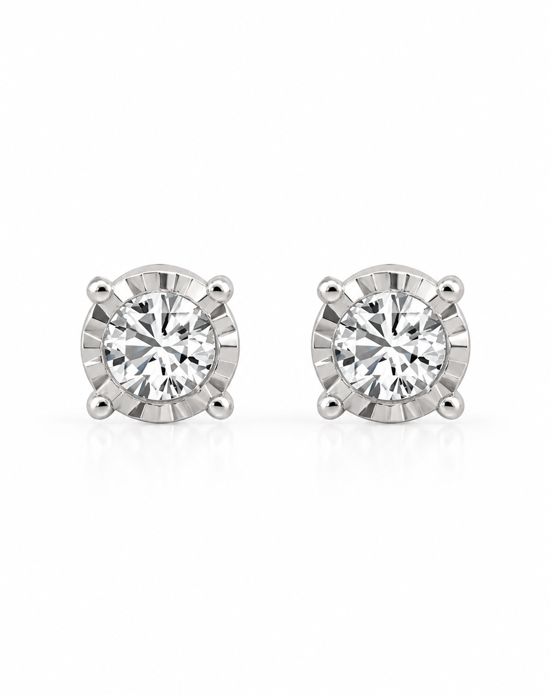 Round Brilliant Lab Created Diamond Stud Earrings in Silver