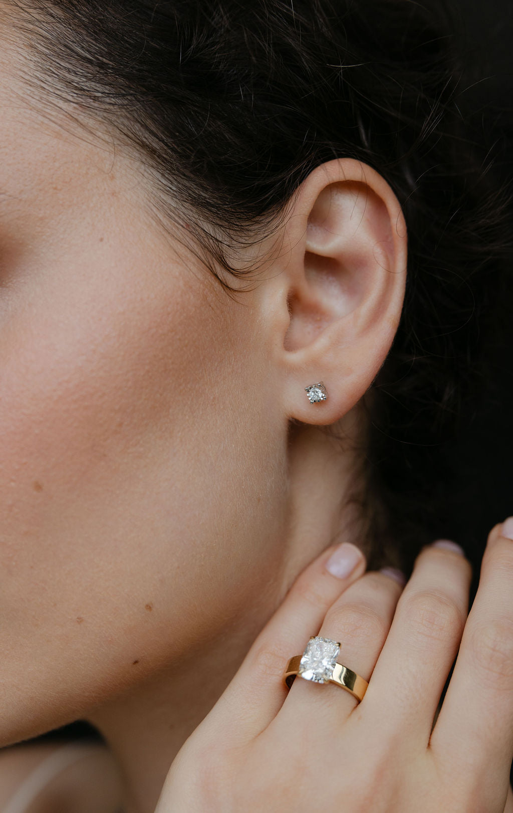 Round Brilliant Lab Created Diamond Stud Earrings in Silver