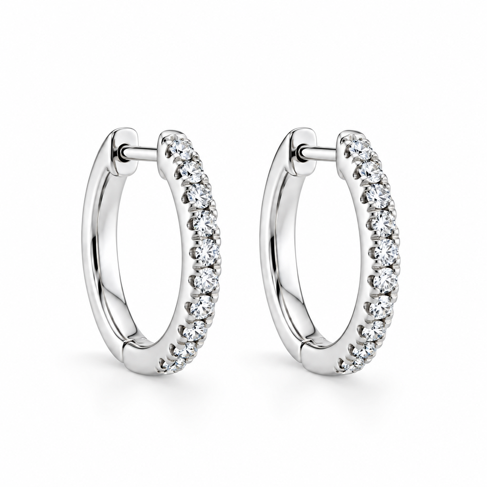 Hoop Earrings with .07 Carat TW of Diamonds in Sterling Silver