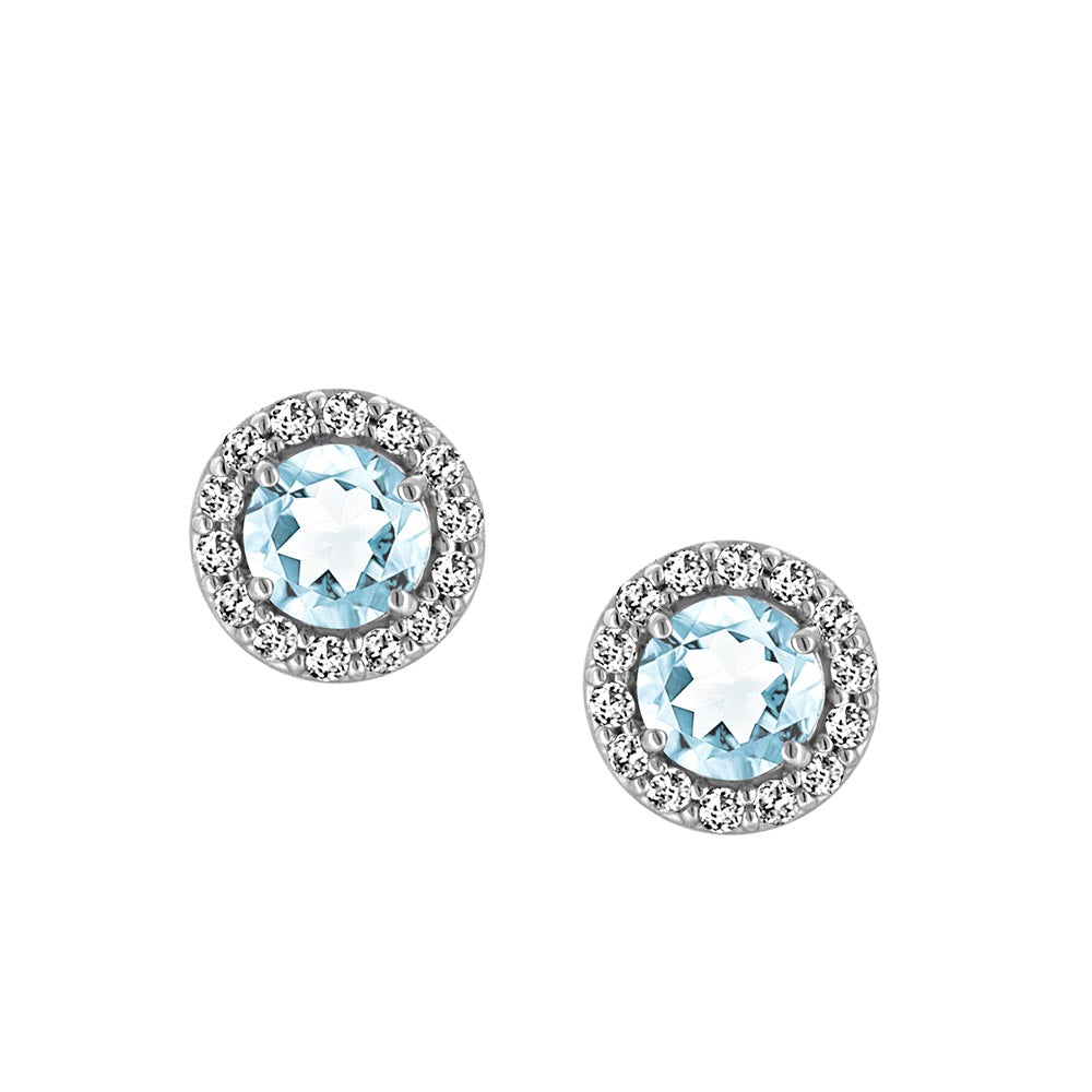 Birthstone Set Bundle with Genuine Aquamarine and Cubic Zirconia in Sterling Silver