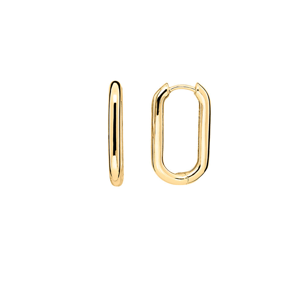 Elongated Hoop Earrings in Gold Plated Sterling Silver