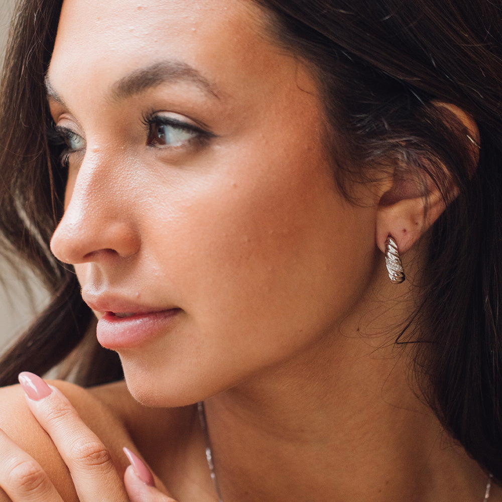 Cornetto Earrings with .10 Carat TW of Diamonds in Sterling Silver