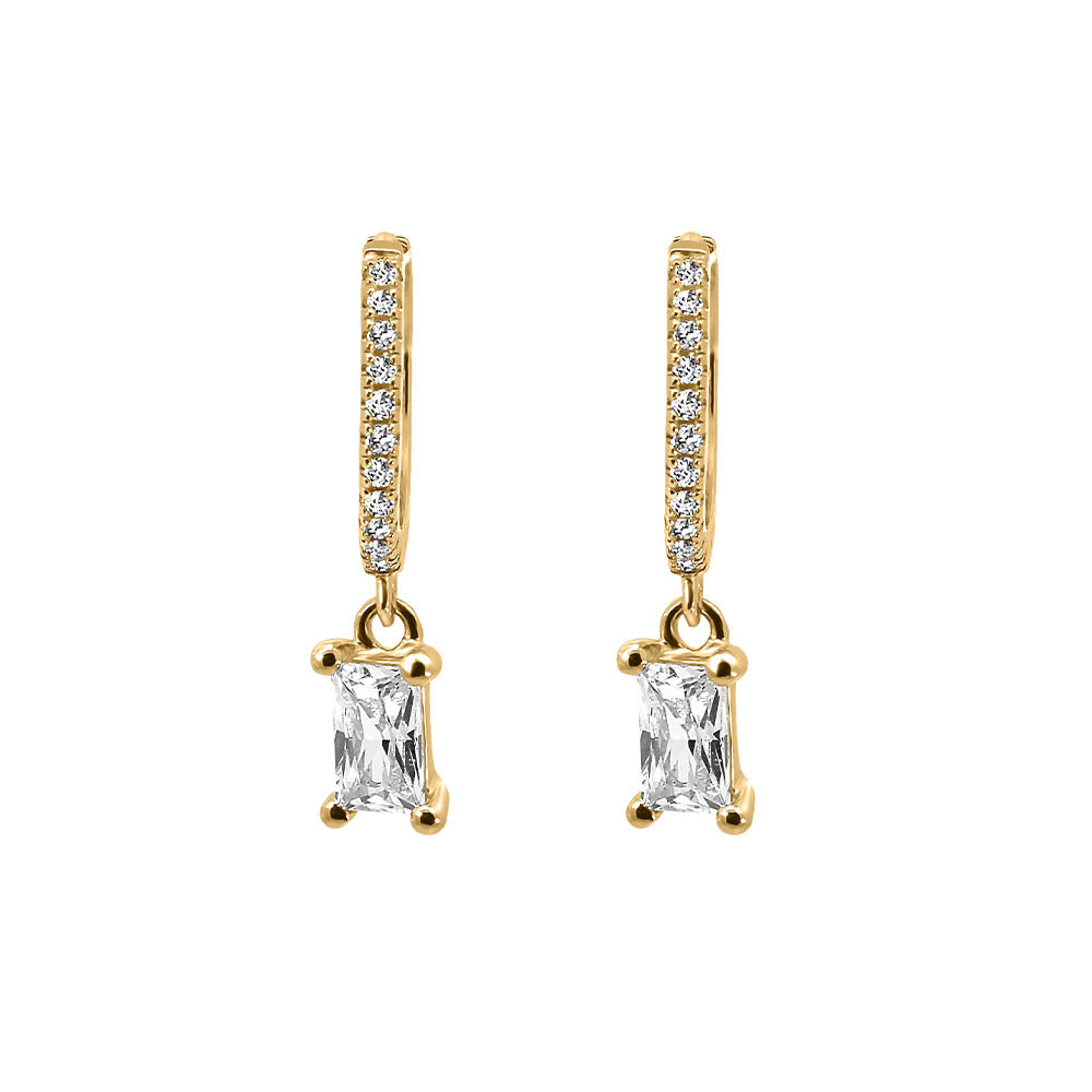 Hoop Earrings with Cubic Zirconia in Gold Plated Sterling Silver