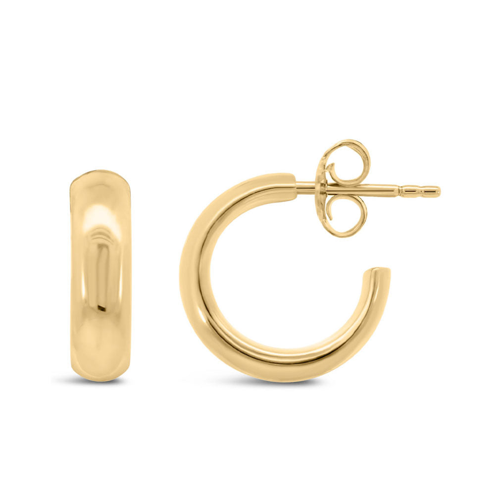 4MM Open Hoop Stud Earrings in Gold Plated Sterling Silver