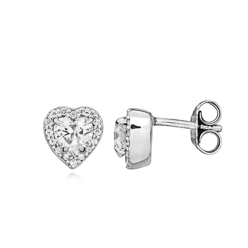 Heart Earrings with Cubic Zirconia in Sterling Silver