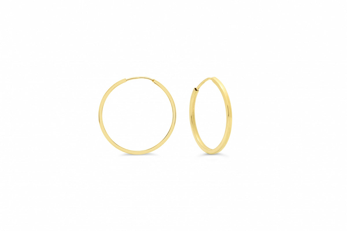 18MM Square Tube Sleeper Hoop Earrings in 10kt Yellow Gold