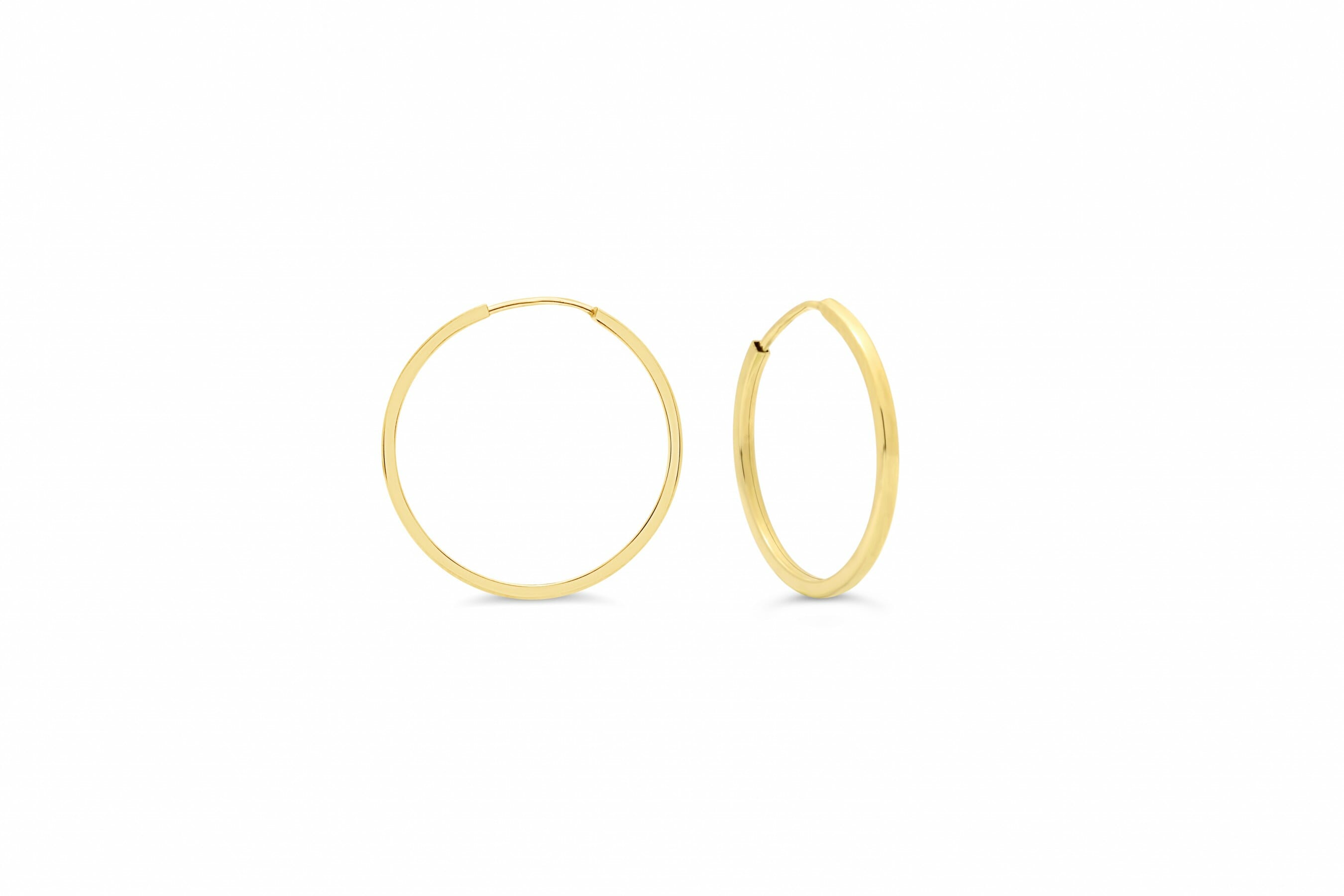 18MM Square Tube Sleeper Hoop Earrings in 10kt Yellow Gold