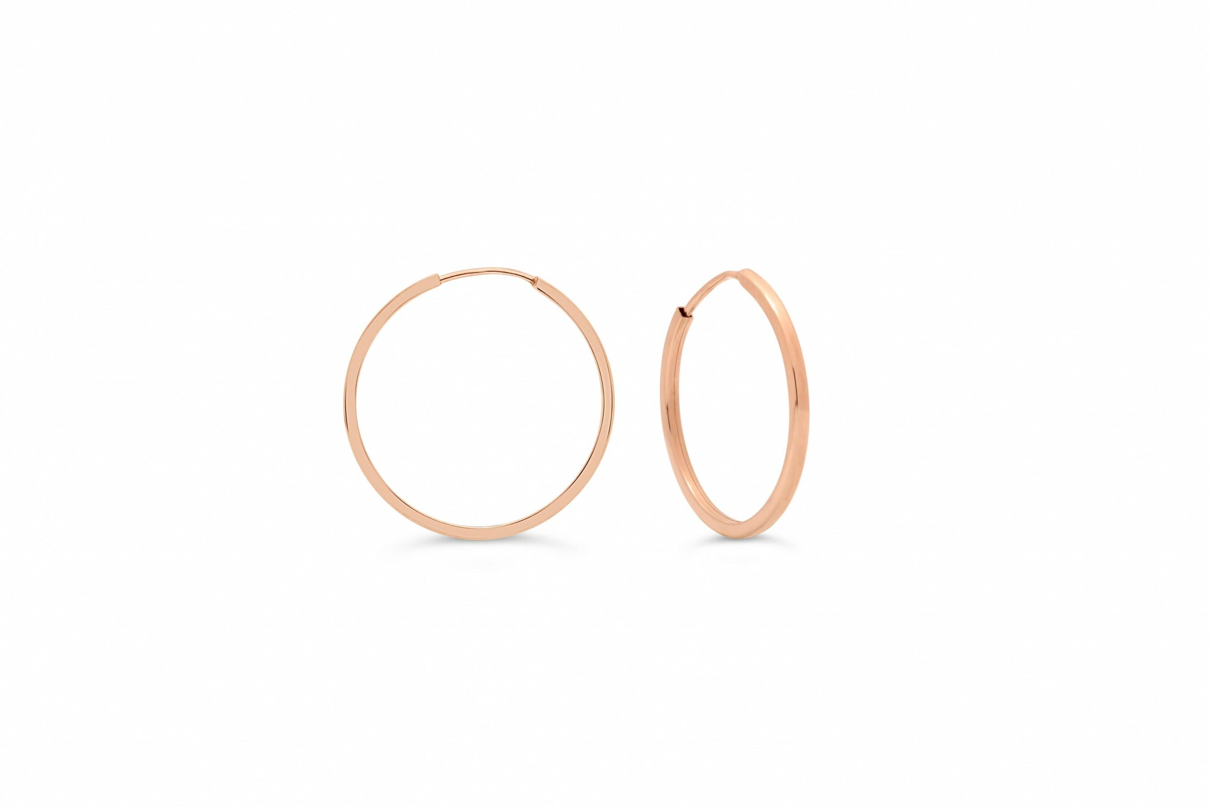 18MM Square Tube Sleeper Hoop Earrings in 10kt Rose Gold