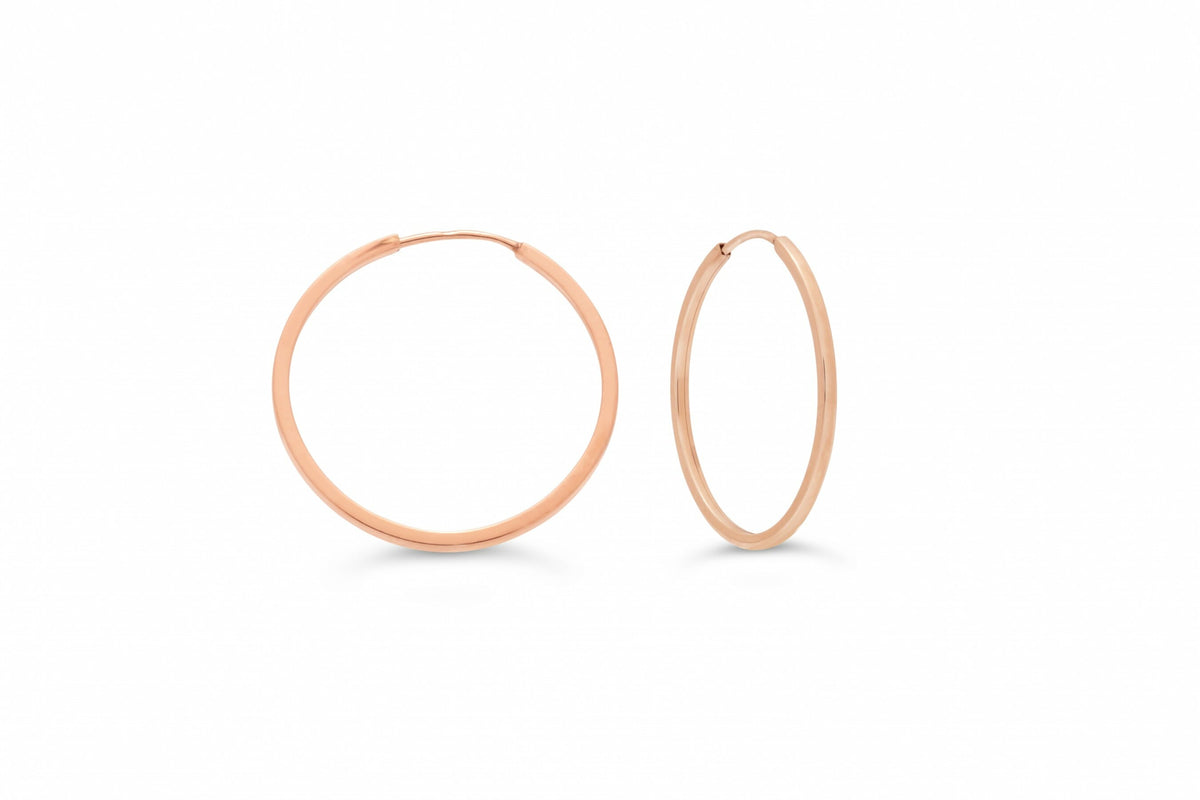 22MM Square Tube Sleeper Hoop Earrings in 10kt Rose Gold
