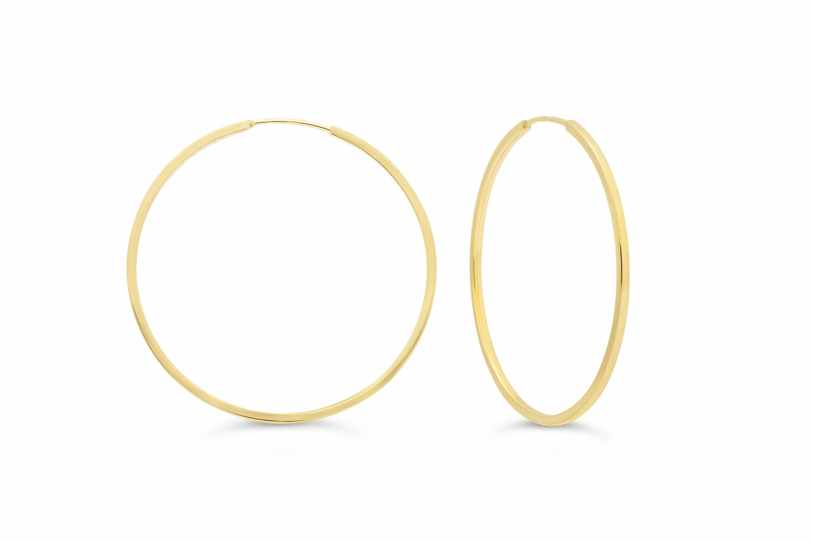 33MM Square Tube Sleeper Hoop Earrings in 10kt Yellow Gold