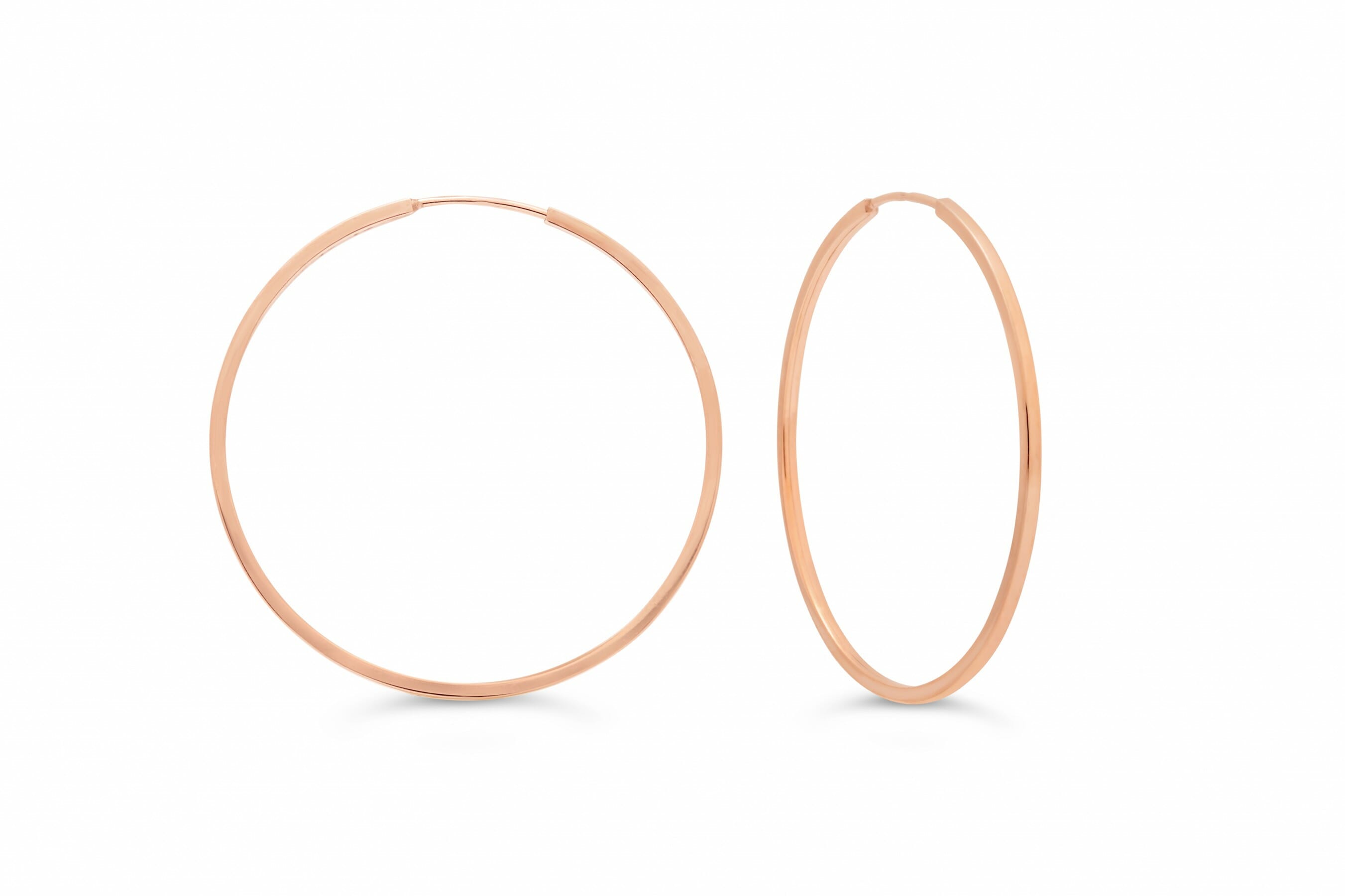 33MM Square Tube Sleeper Hoop Earrings in 10kt Rose Gold