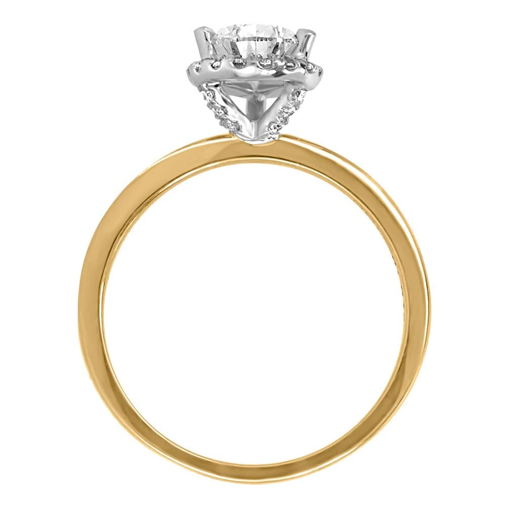 Eternal Wonder Pear Halo Engagement Ring with 1.17 Carat TW of Diamonds in 18kt Yellow Gold