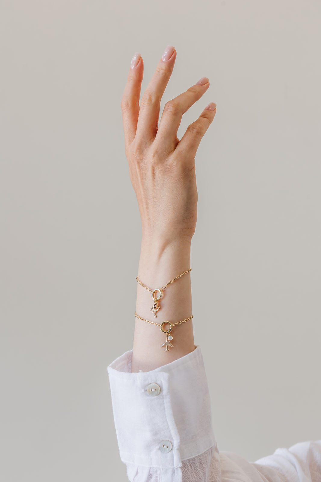 Paperclip Charm Bracelet in 10kt Yellow Gold