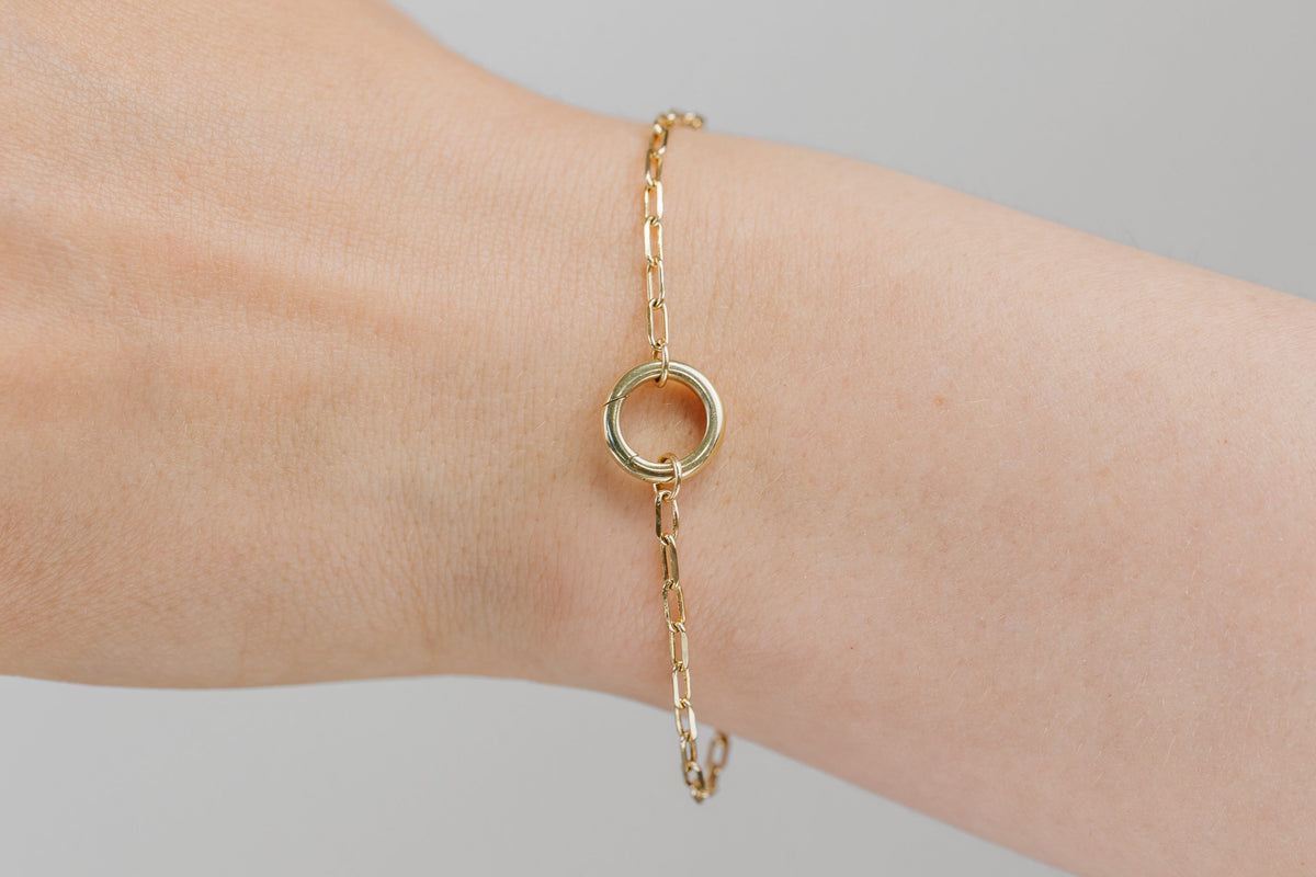 Paperclip Charm Bracelet in 10kt Yellow Gold