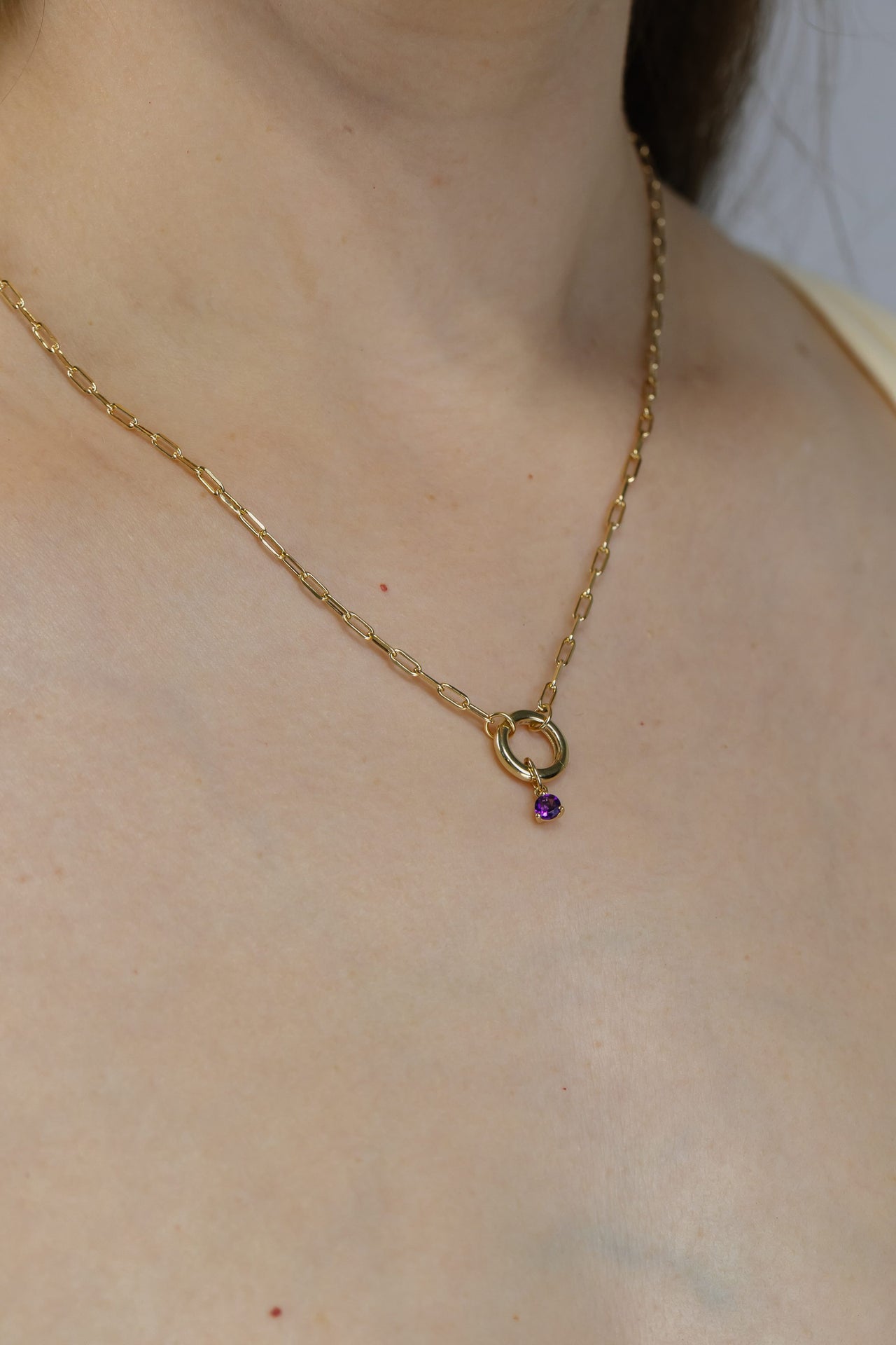 4mm Amethyst Charm in 10kt Yellow Gold