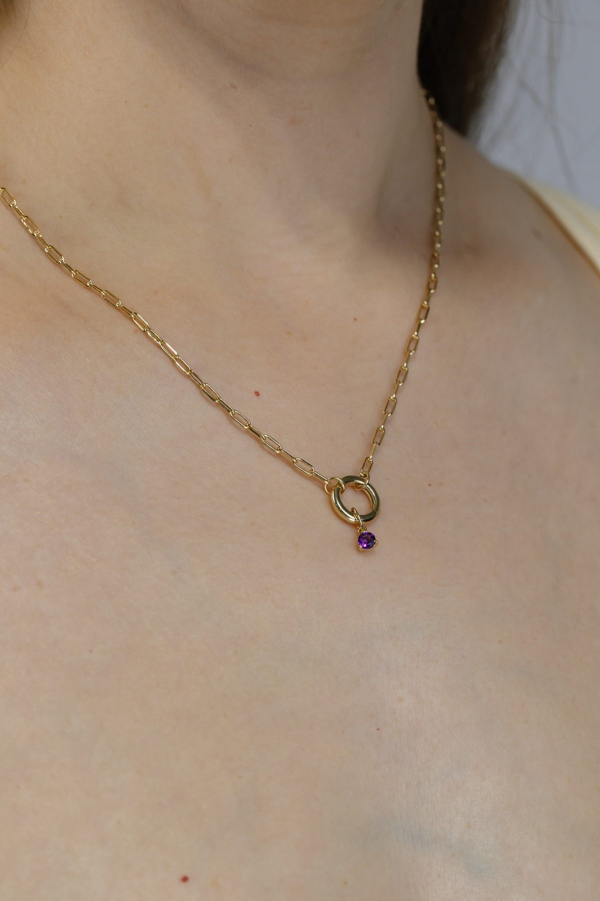 4mm Amethyst Charm in 10kt Yellow Gold