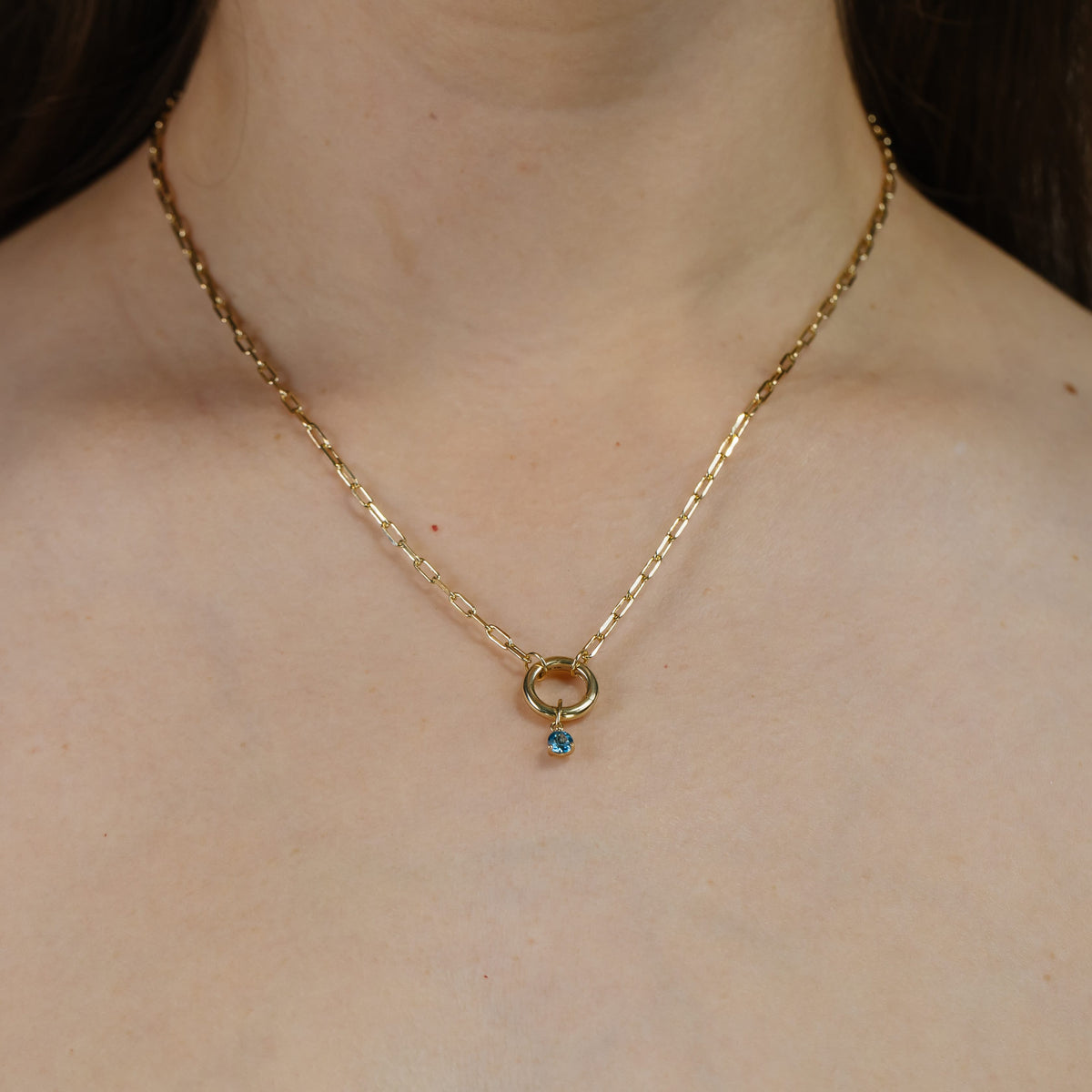 4mm Blue Topaz Charm in 10kt Yellow Gold