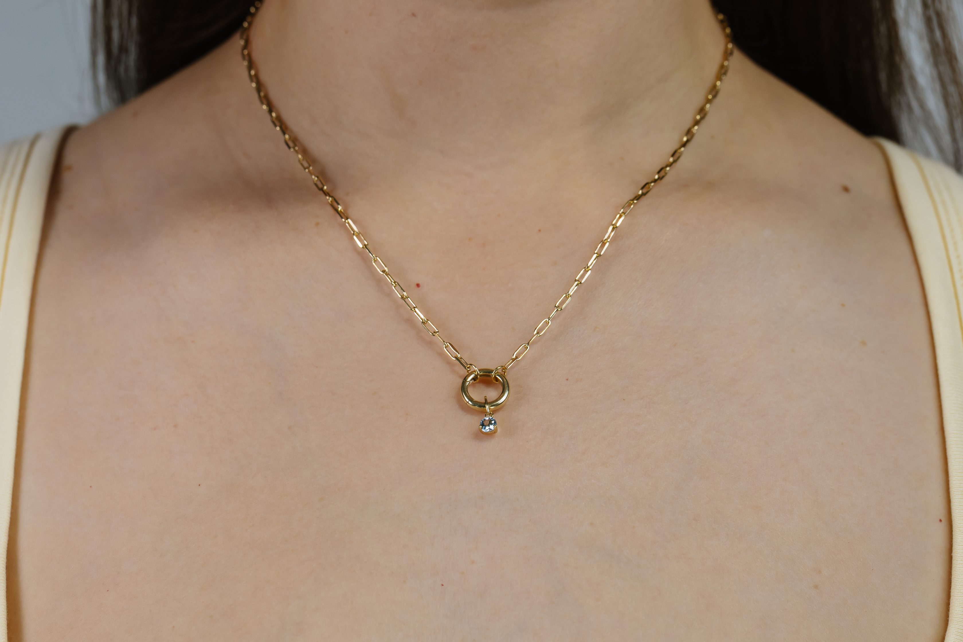 4mm Aquamarine Charm in 10kt Yellow Gold